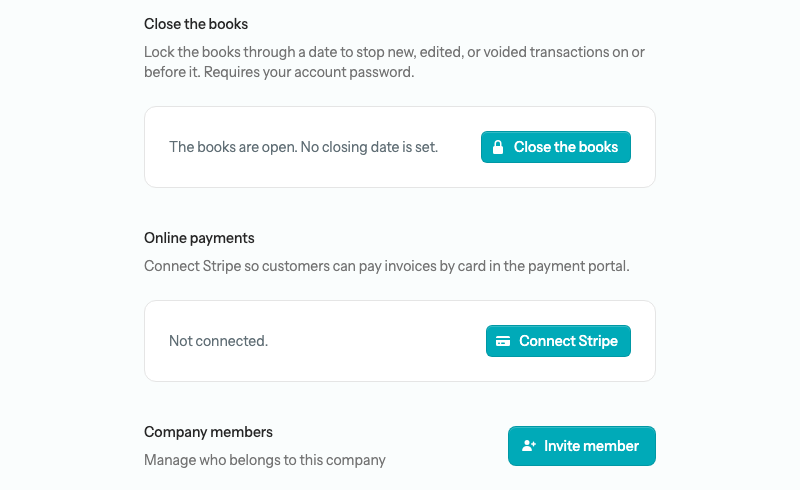 The Online payments section of the organization settings page, reading “Not connected.” with a Connect Stripe button